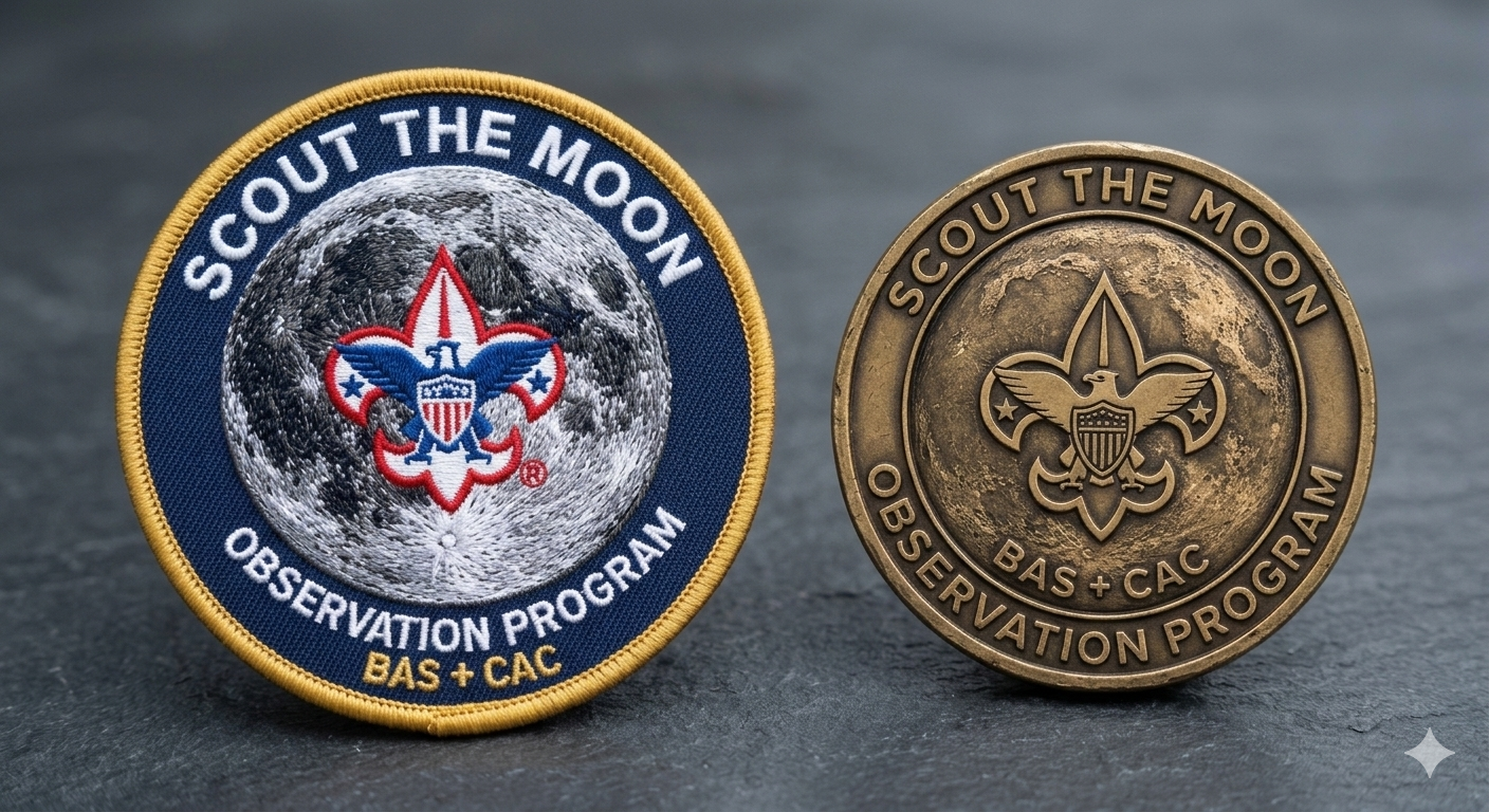 Scout the Moon patch and challenge coin concept